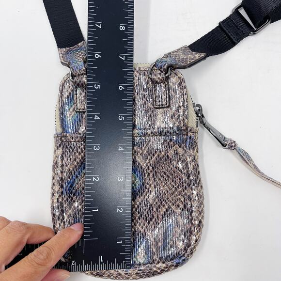 Aimee Kestenberg Snakeprint Just Saying Stadium Crossbody Bag Bejeweled Leather - Picture 9 of 10